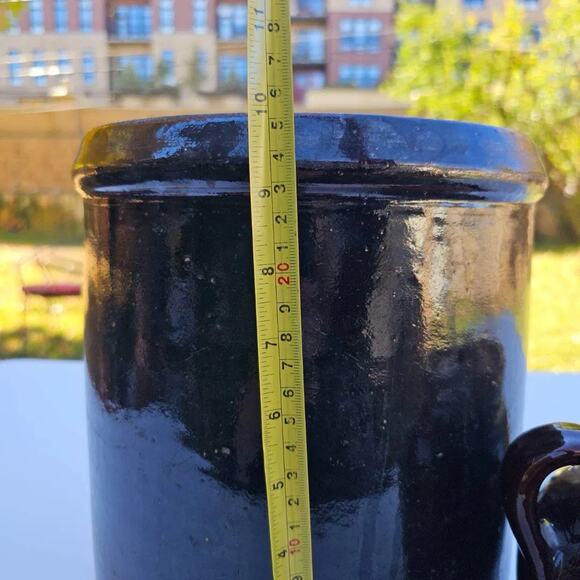 Vintage Brown Painted Stoneware Open Crock - Picture 5 of 5